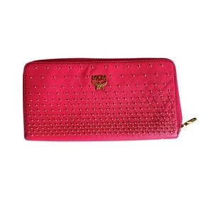 MCM Pink Long Wallet Golden Studs